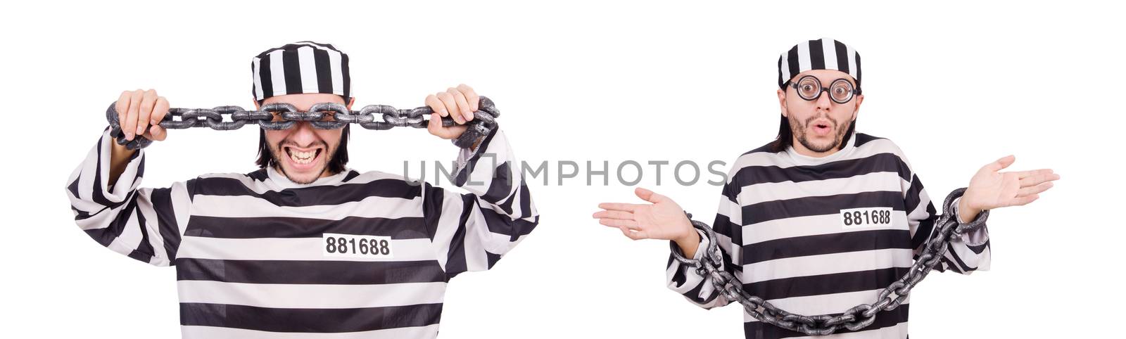 Prison inmate isolated on the white background