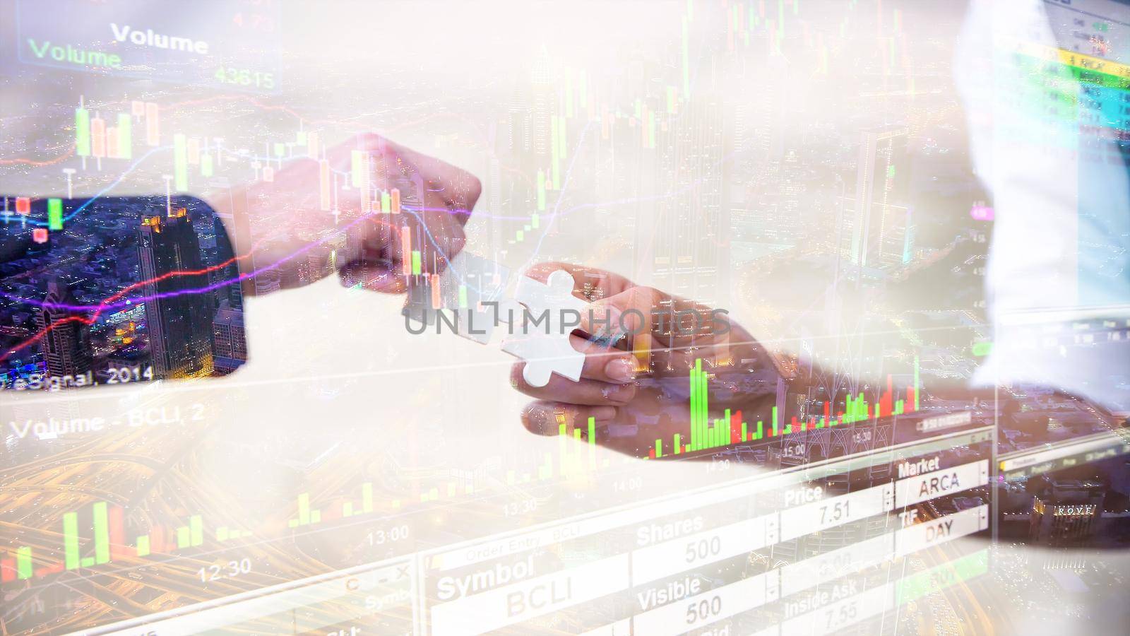 Creative forex chart on monitor. Finance and invest concept. Double exposure. Growing Money - Plant On Coins - Finance And Investment Concept by chuanchai