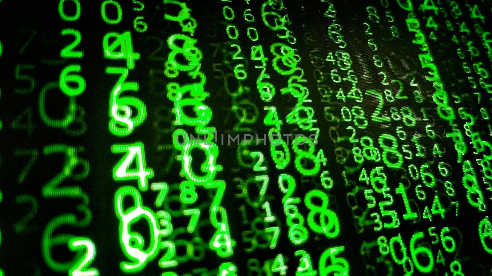 binary numbers on computer screen matrix background