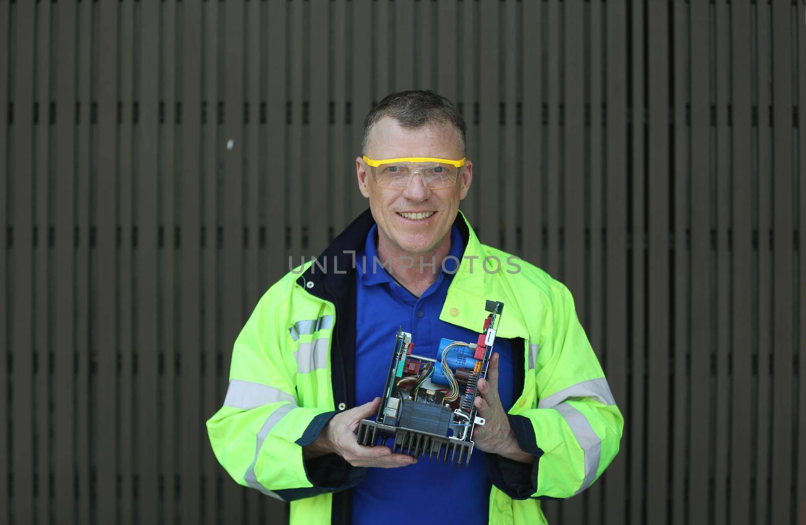 Engineer checking on solar cell panel by chuanchai