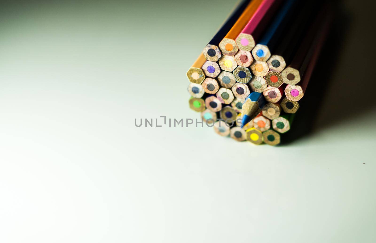 Colorfule of pencile on white background with copy space. by chuanchai