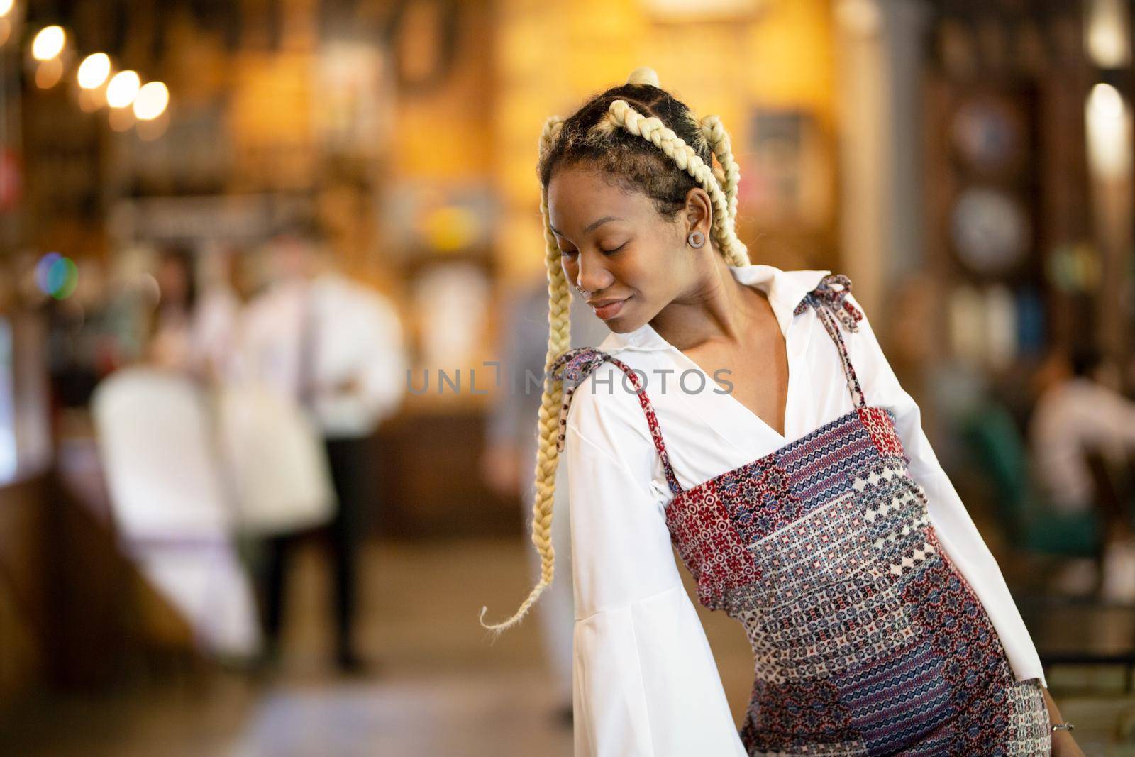 Outdoor Portrait Of African American Young Woman by chuanchai