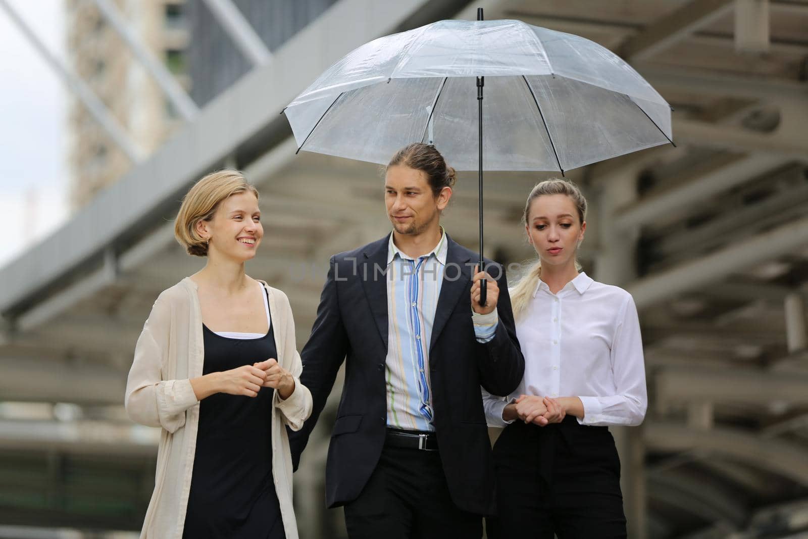 Business People Walking Handshake Professional Urban City Concept., Business people working in office on desktop computer, Group of happy business people in smart casual wear looking at the laptop and gesturing. Achieving success. by chuanchai