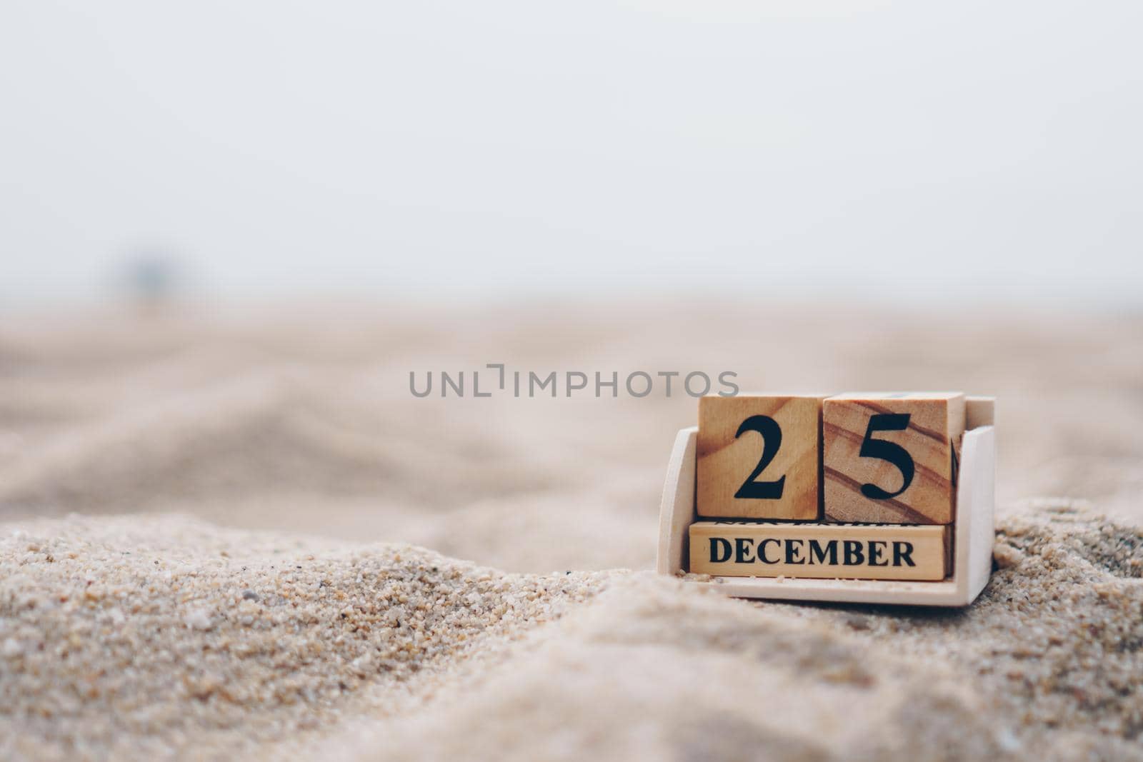 Wooden brick block show date and month calendar of 25th December or Chritstmas day. Celebration and holiday long weekend season concept.