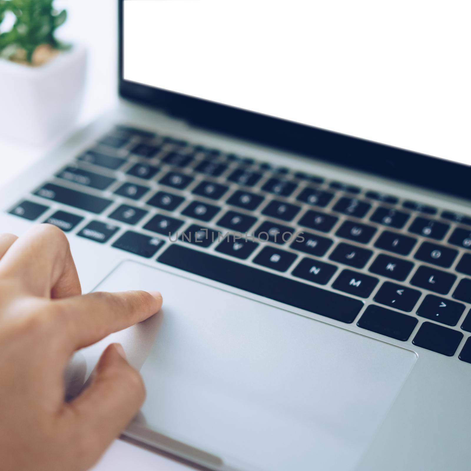 Woman using laptop and smartphone to work or study. Business, financial, trade stock maket and social network concept.