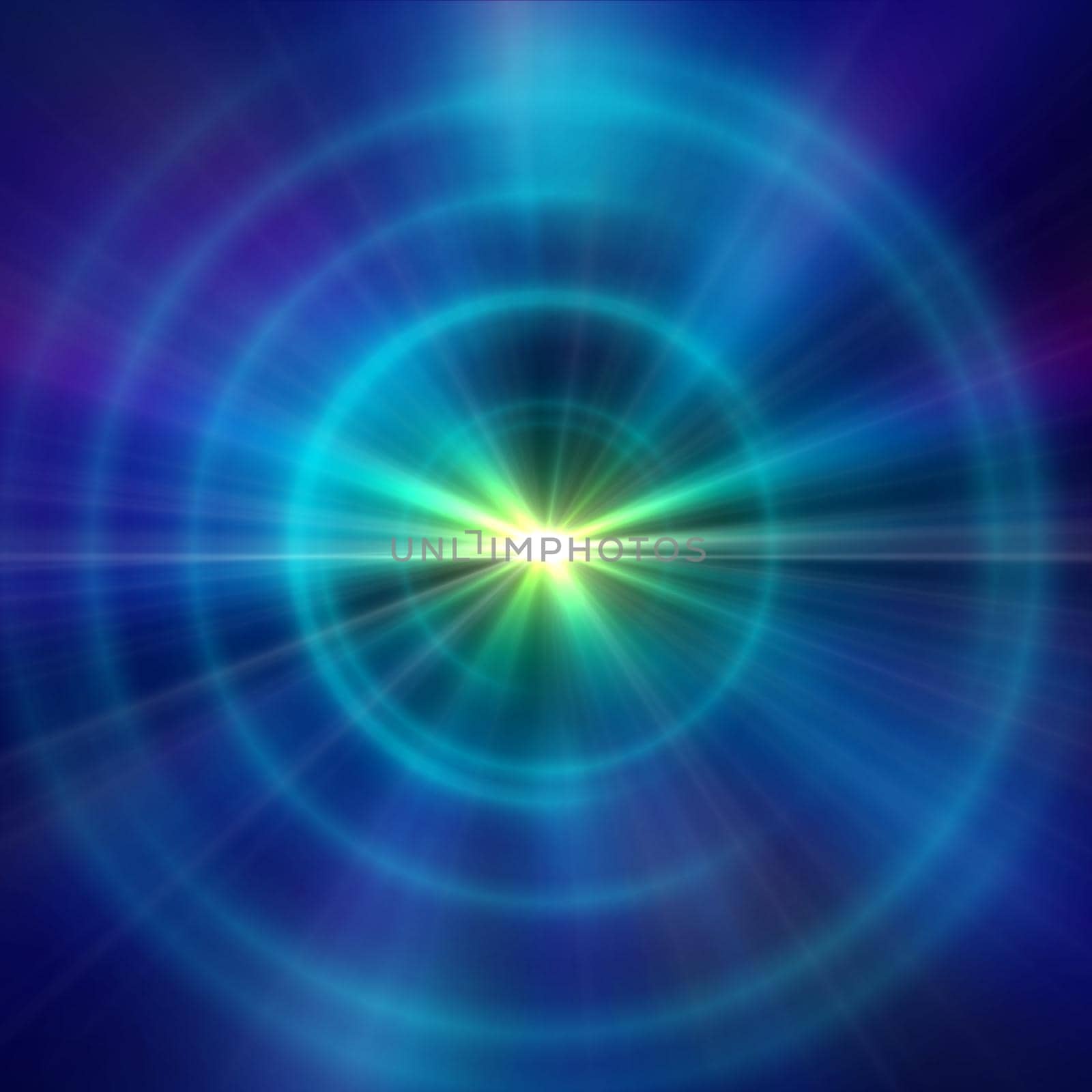 Round concrete tunnel with light ray ring, abstract illustration