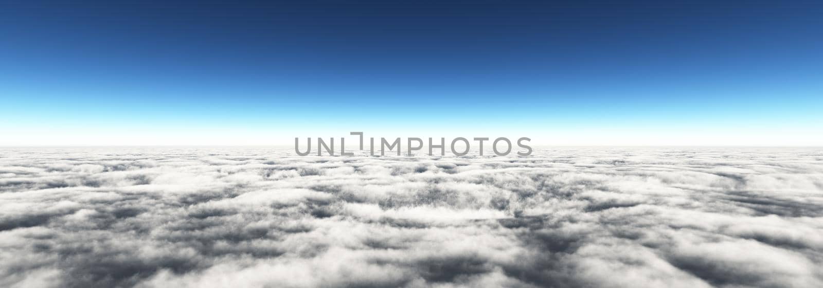 Above clouds sun ray, 3d rendering illustration