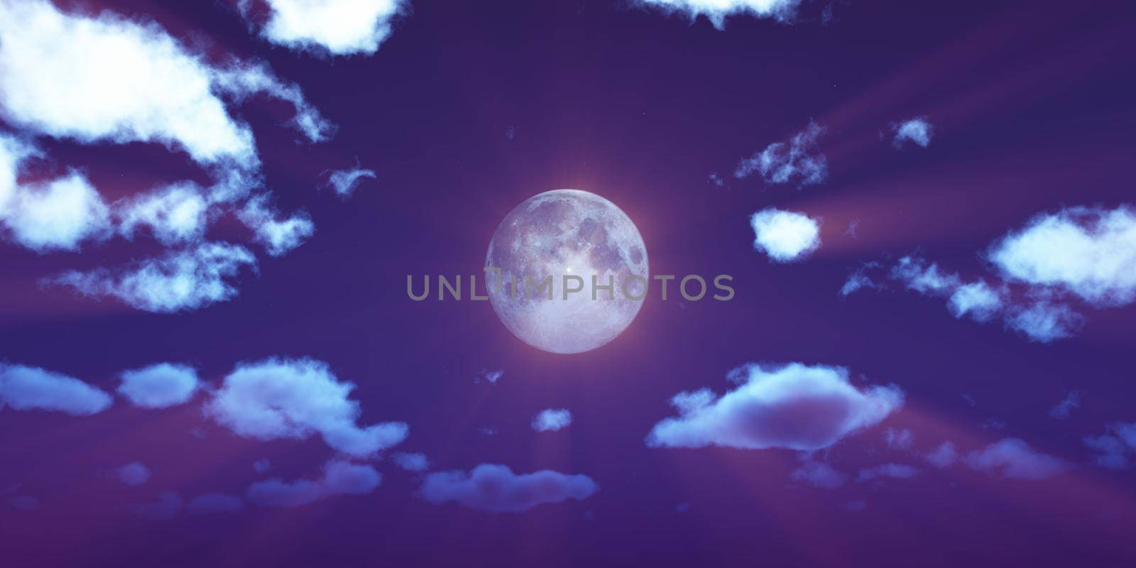 full moon at night night sky, illustration 3d render