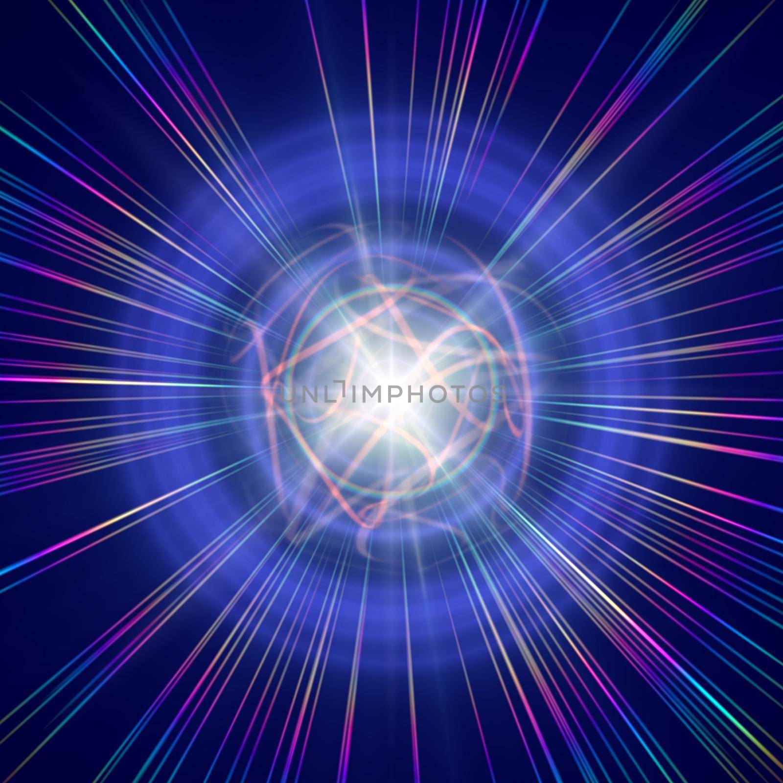 Highly magnetized rotating neutron star, abstract illustration