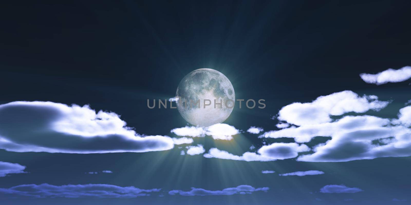 full moon at night night sky, illustration 3d render