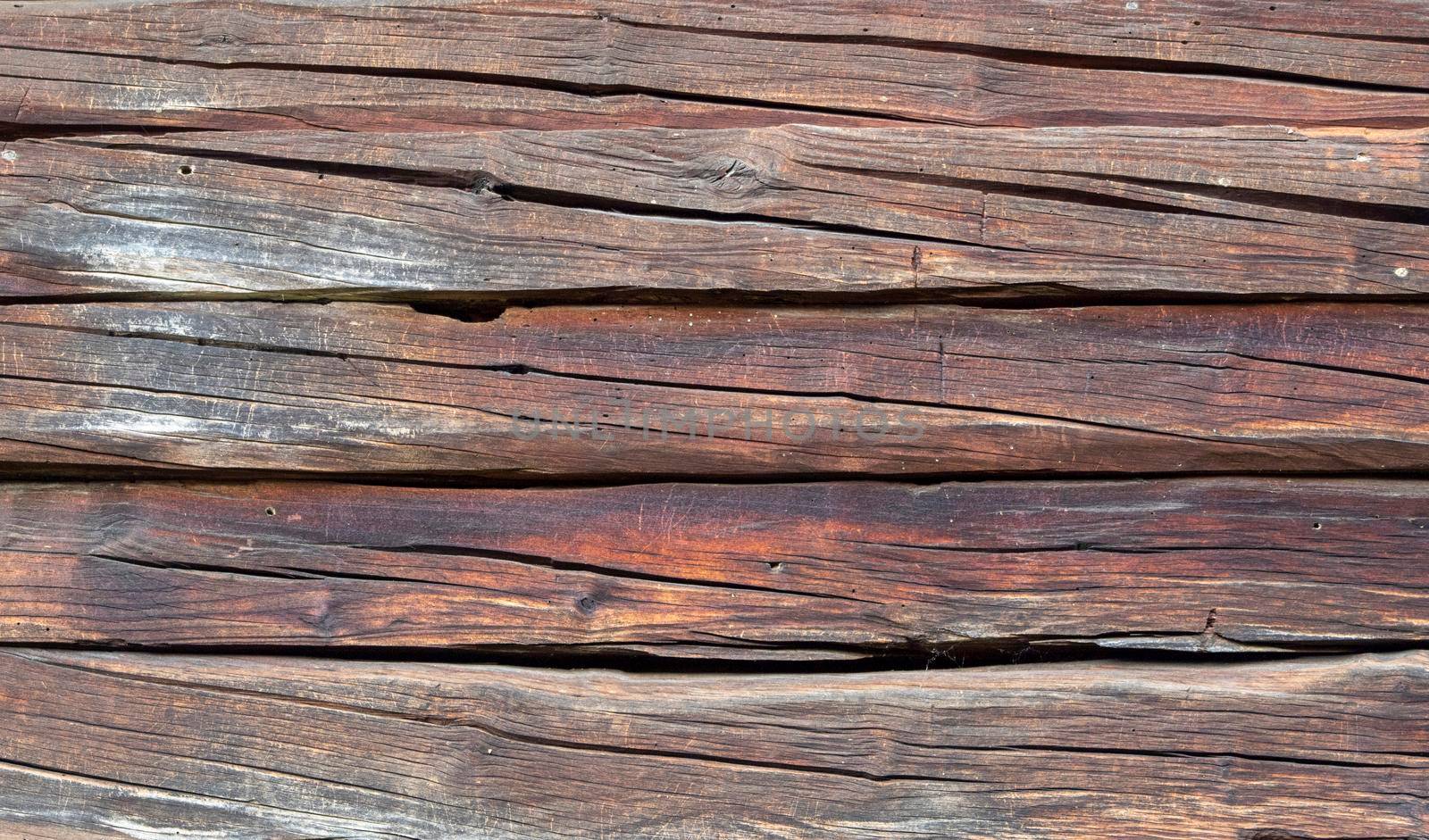 A bright wooden texture on a house