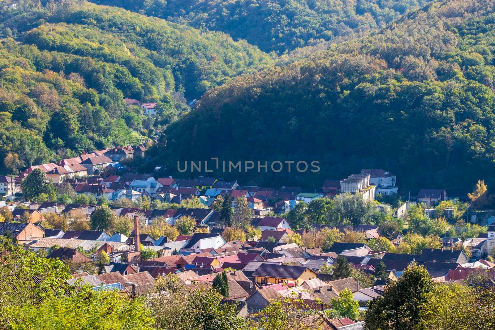 A village with forest nearby by bybyphotography