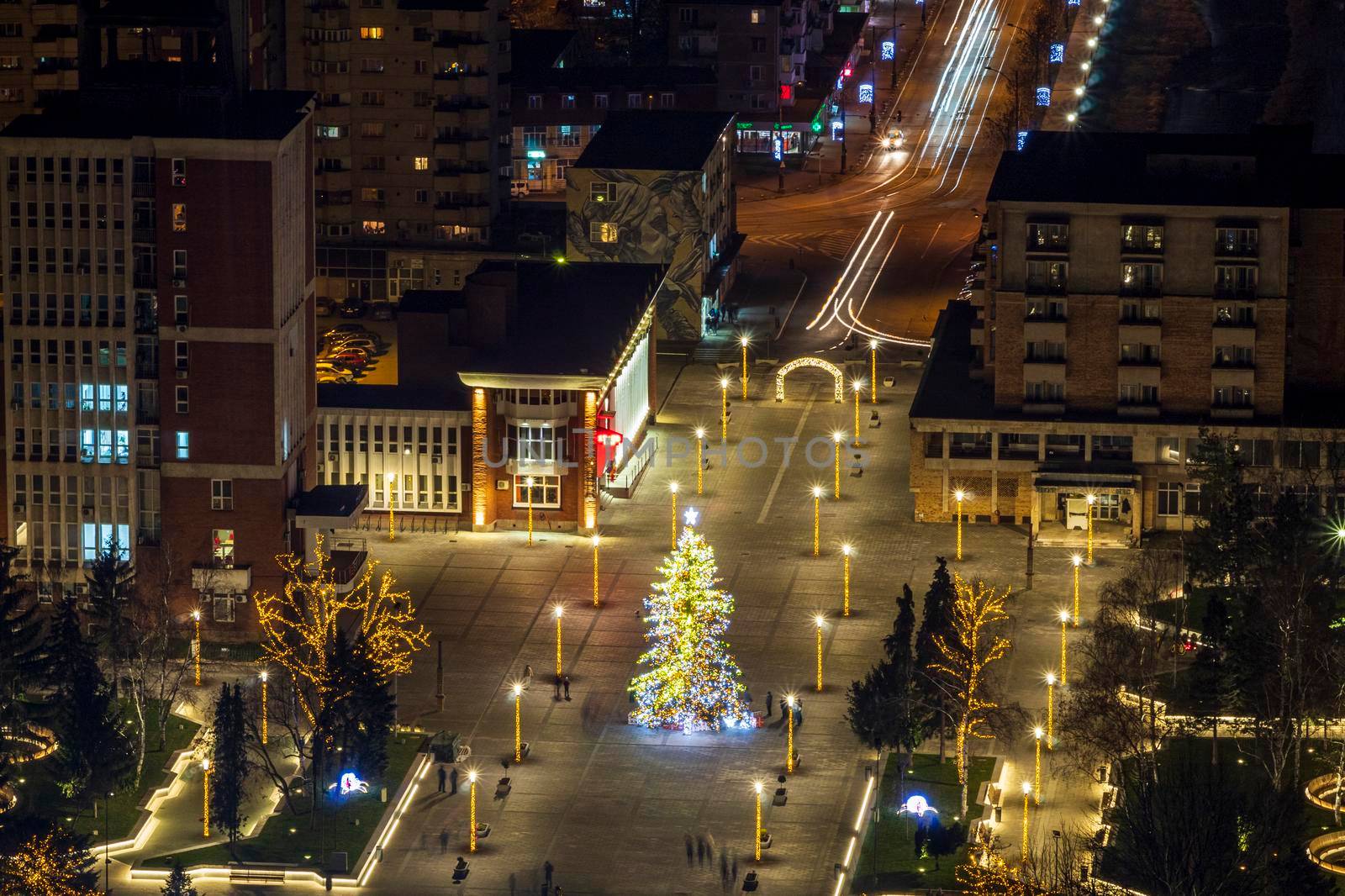 The center of a city seen from a high hill, with long exposure time by bybyphotography