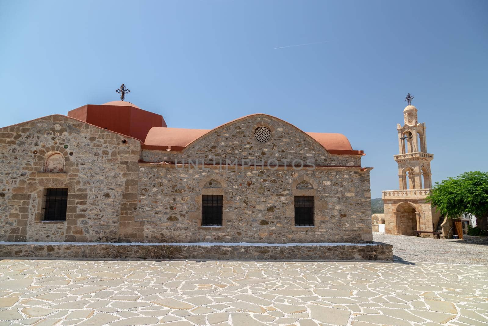 Church Kimisis tis Theotokou in Asklipio o0n Rhodes island, Greece