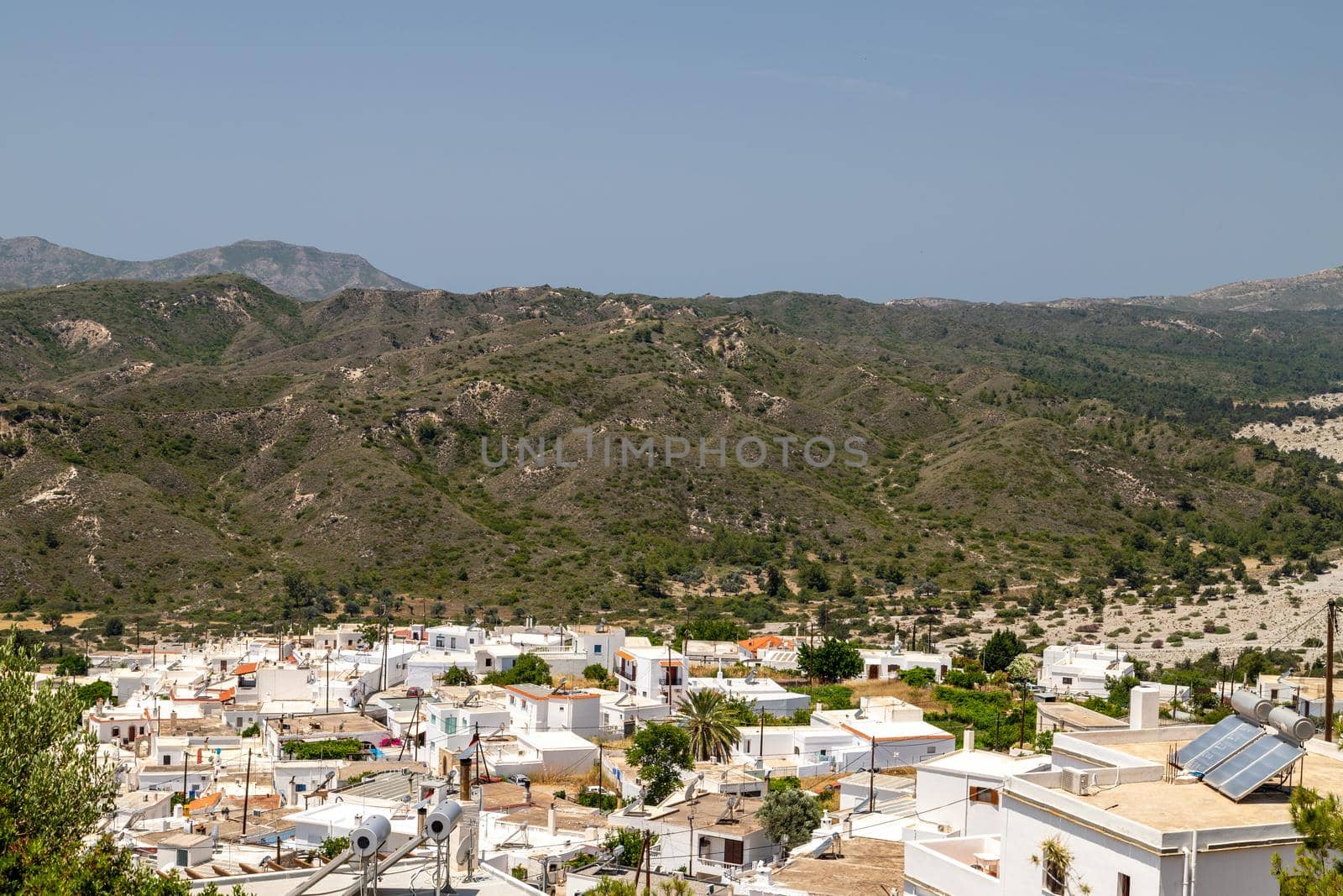 High angle view from the castle at the village Asklipio on Rhodes island by reinerc