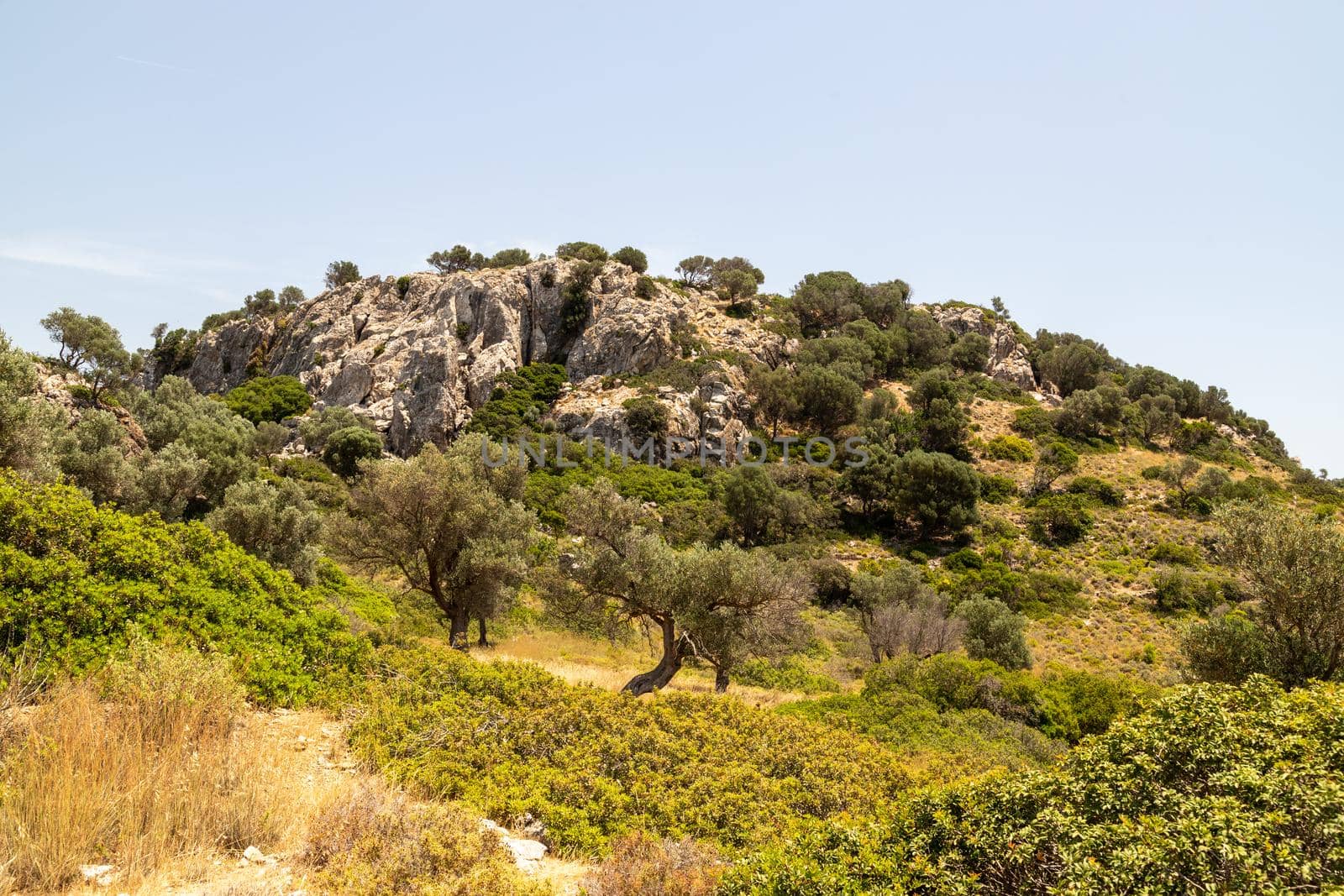 Scenic view at landscape nearby Asklipio on Rhodes island, Greece