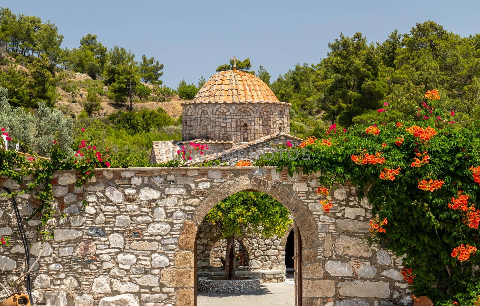 Entrance of Moni Thari monastery on Rhodes island