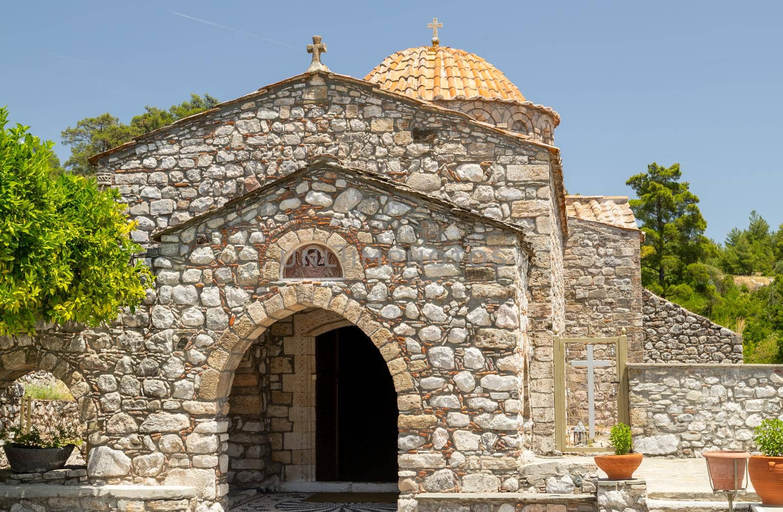 Moni Thari monastery on Rhodes island by reinerc