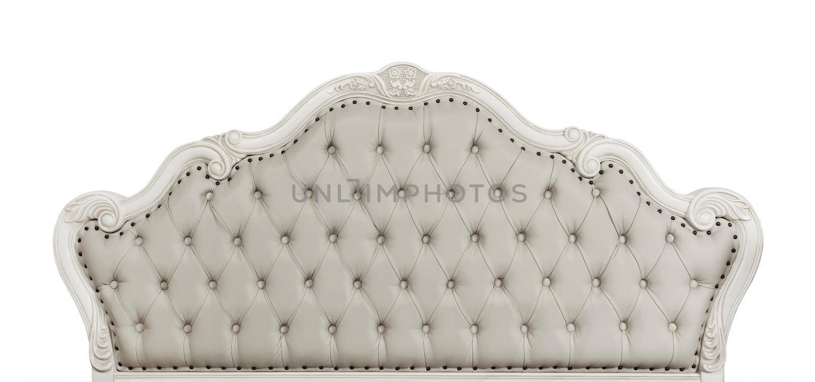Grey leather bed headboard isolated on white by BreakingTheWalls