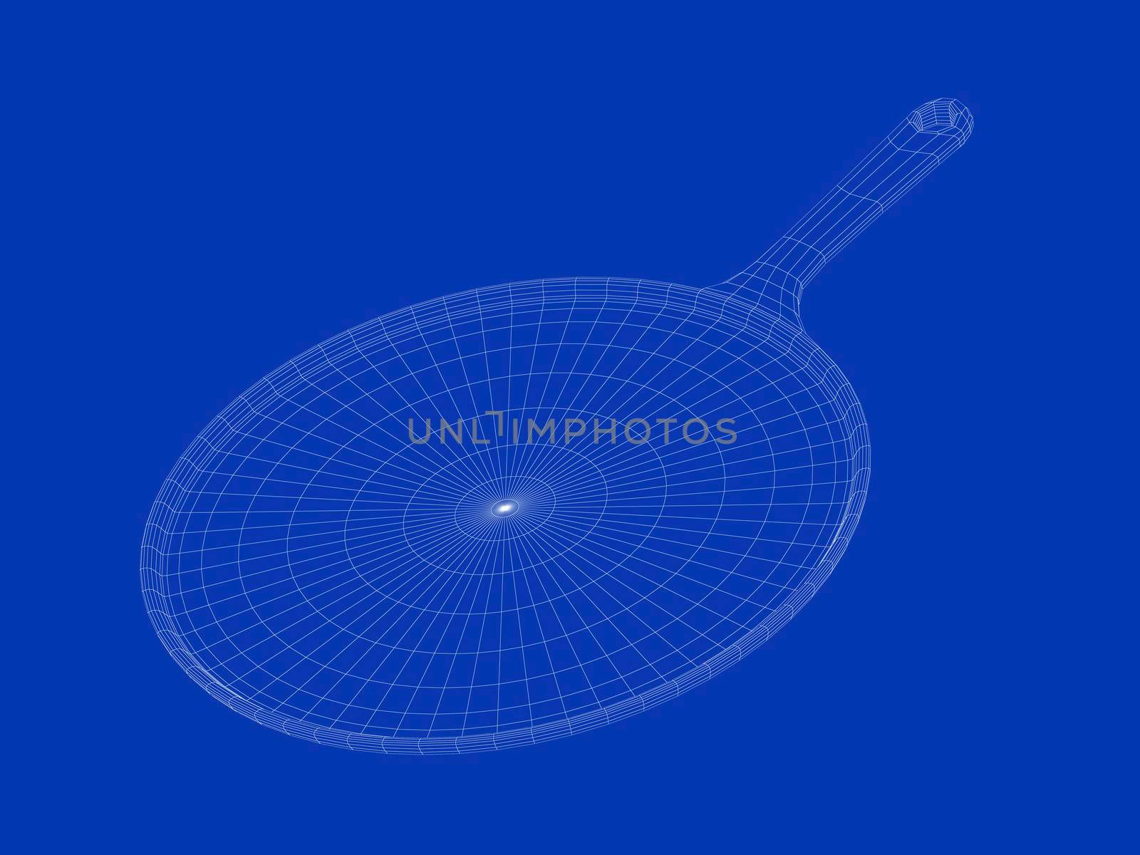 3D wire-frame model of frying pan for pancakes