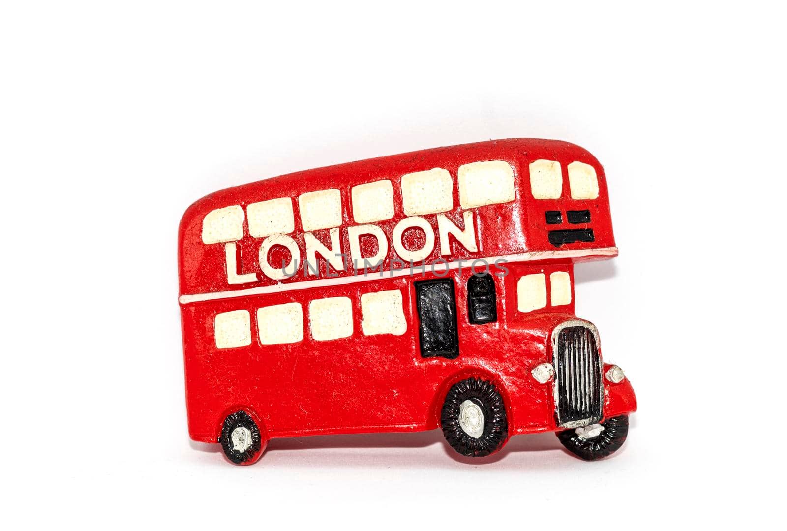 A souvenir magnet with the London bus
