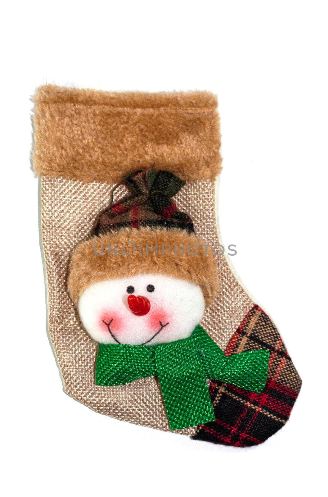 Happy snowman on a sock by bybyphotography