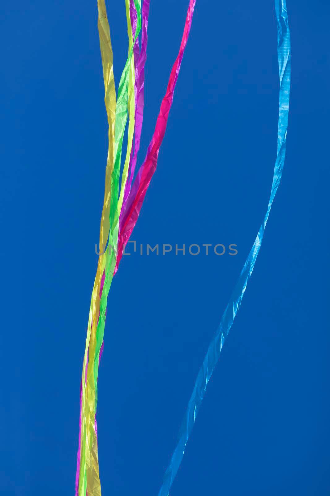 Colored ribbons and lines, floating on a plain background. by alvarobueno