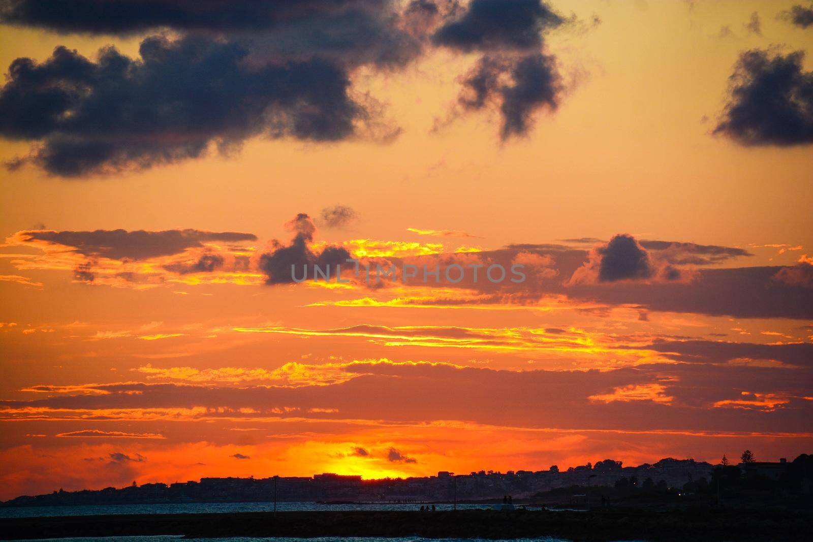 background sunset on the sea in Italy