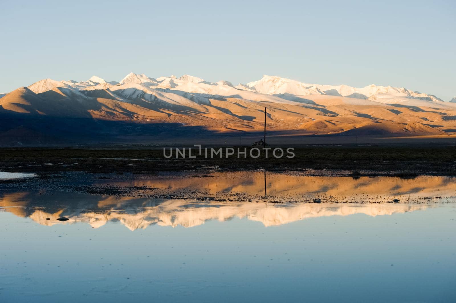 A lake in the Himalayas. Tibet, a large lake in the highlands.