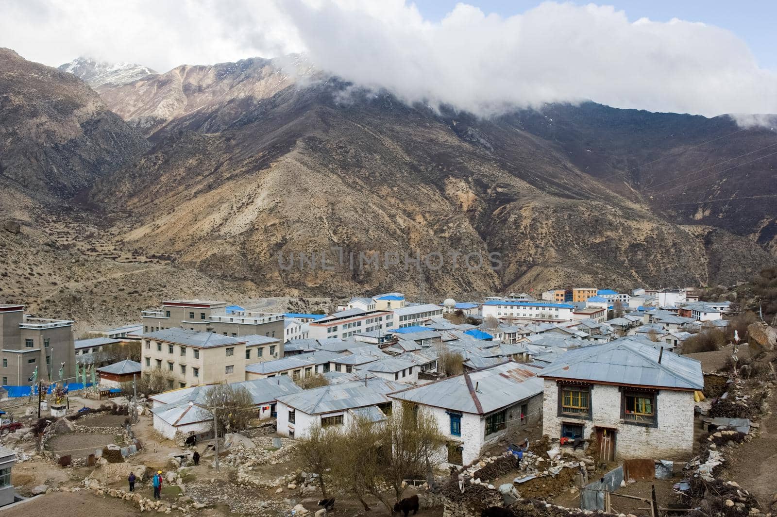 A village in Tibet, a mountain village.