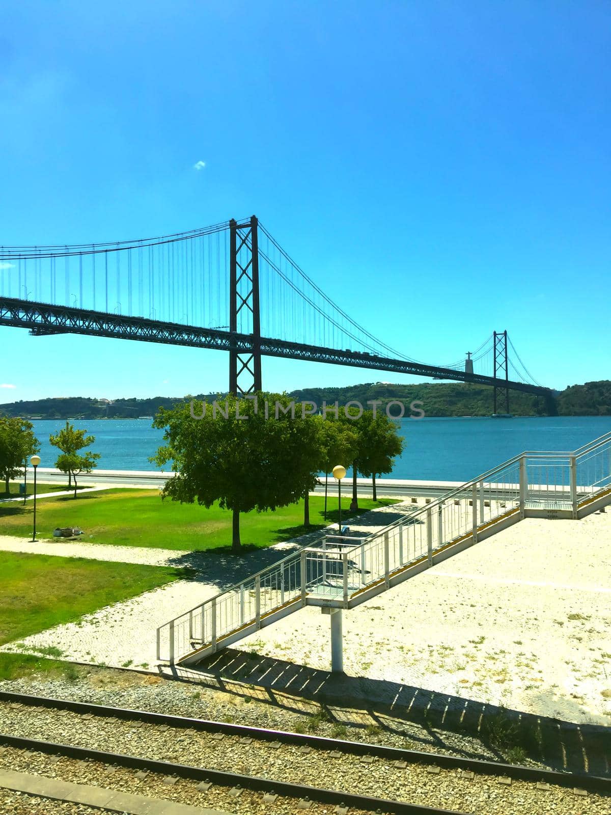 View of the bridge, summer day, Lisbon, Portugal