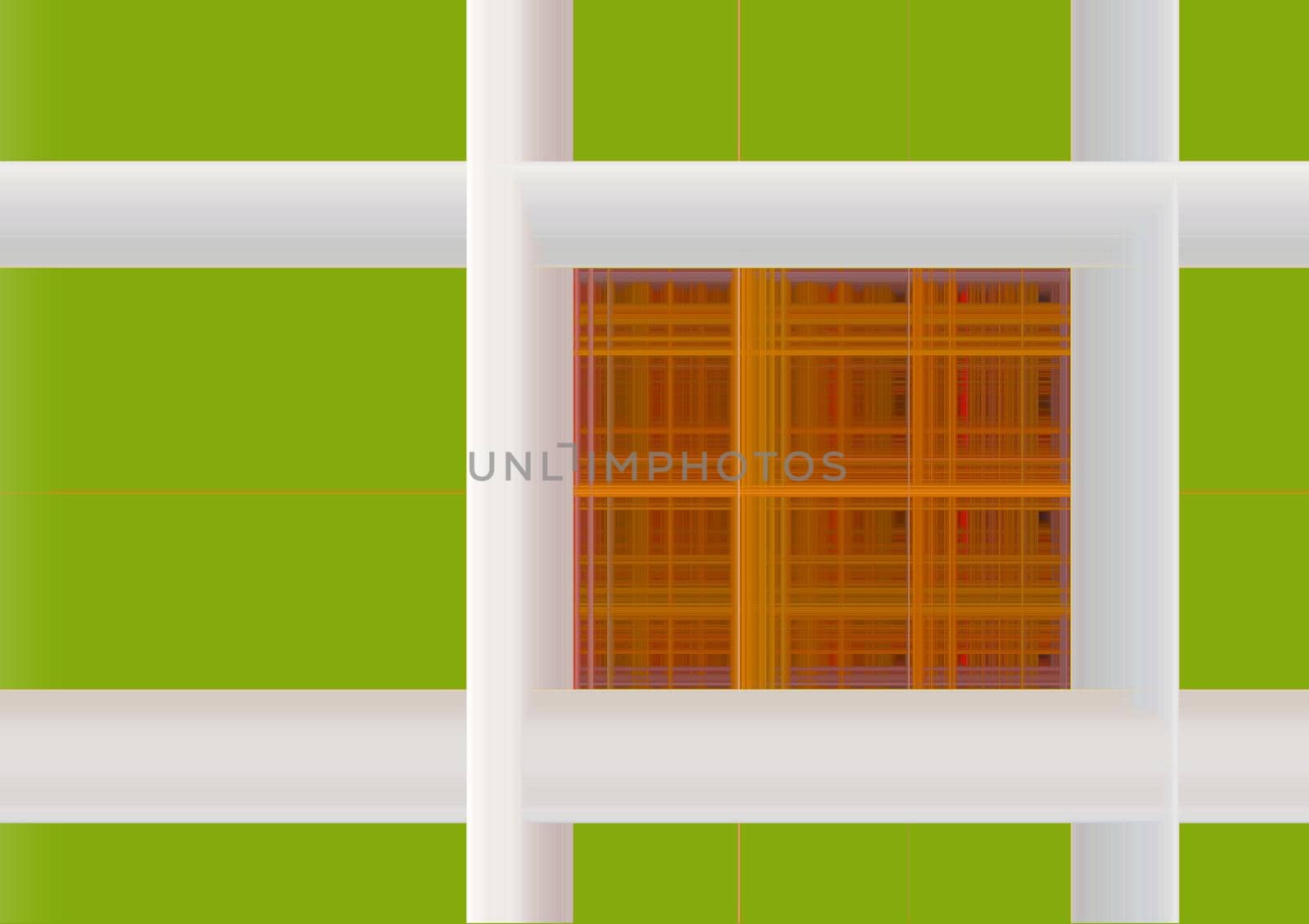 Green and brown squares, white cells background