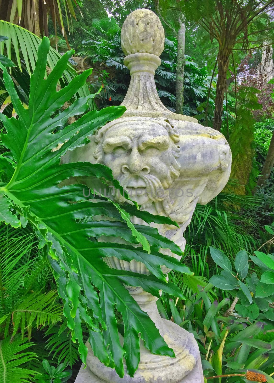 Landscape sculpture in the green philosophical garden,  summer, Sintra, Portugal