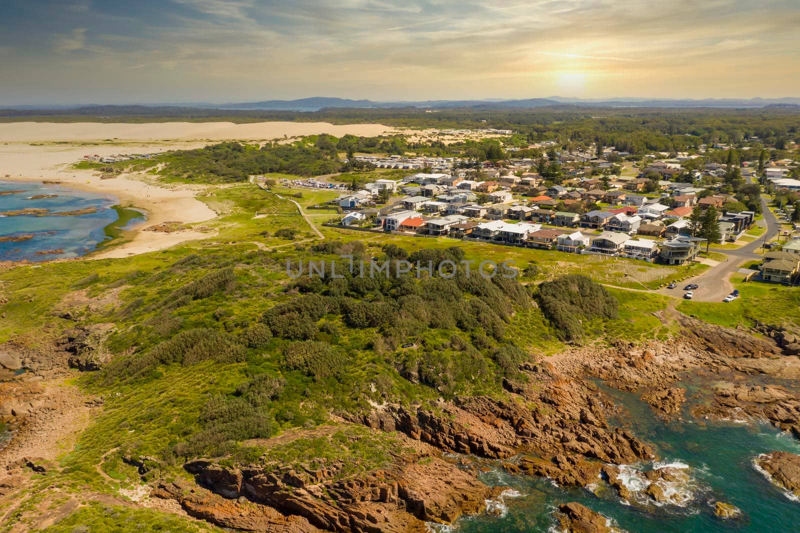 The Stockton Sand Dunes and Tasman Sea at Birubi Point in regional Australia by WittkePhotos