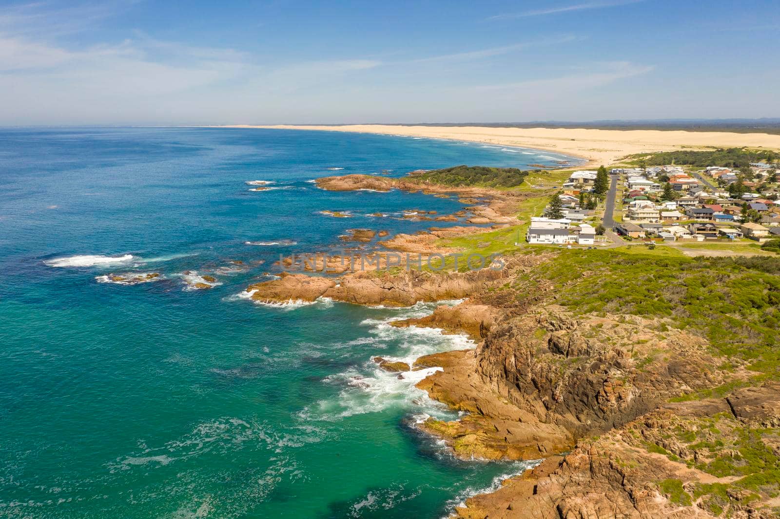 The Stockton Sand Dunes and Tasman Sea at Birubi Point in regional Australia by WittkePhotos