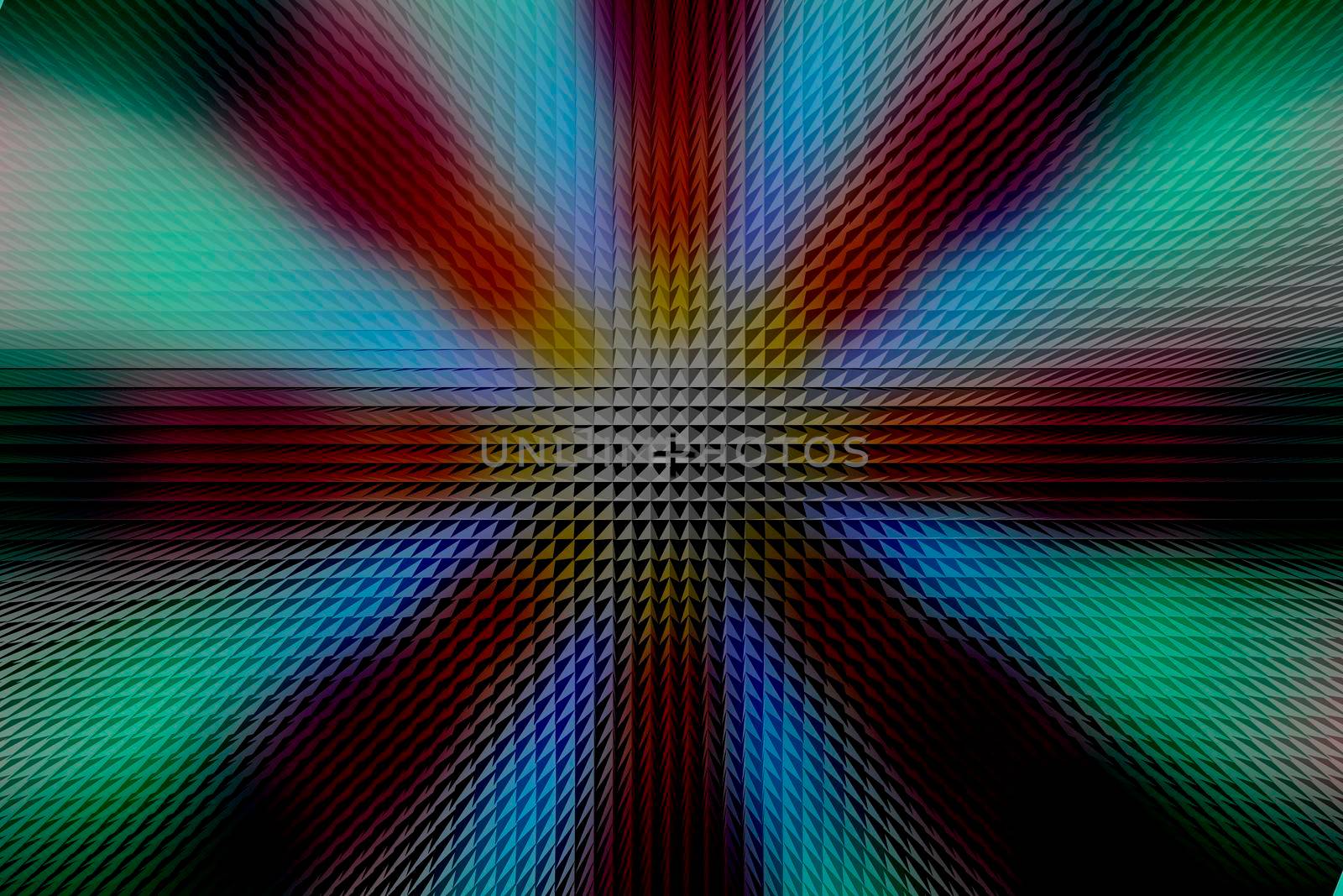 Multicolored radial circle dark pattern, pyramid effect by Bezdnatm