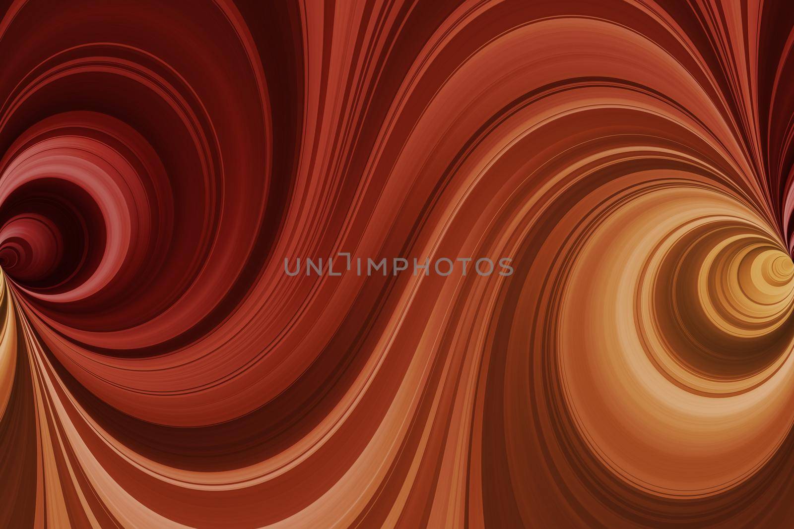 Red, orange and yellow spiral lines, abstract fantasy background, seamless pattern