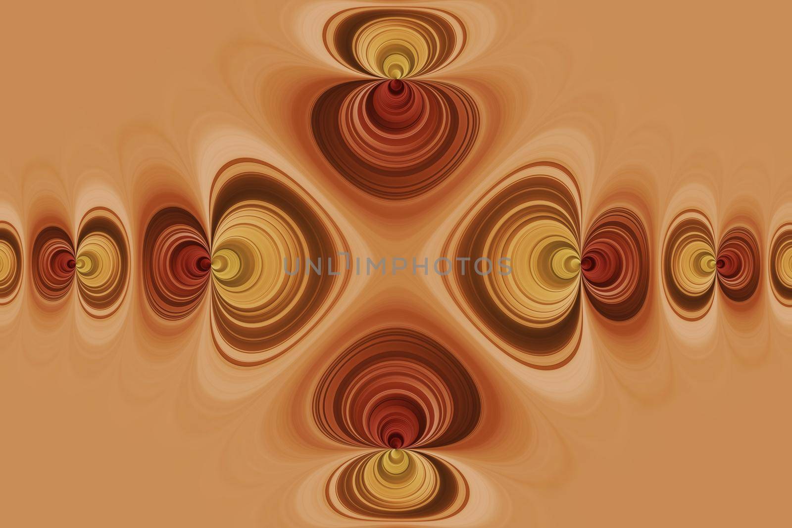 Yellow, red and orange curved spherical lines, abstract fantasy background