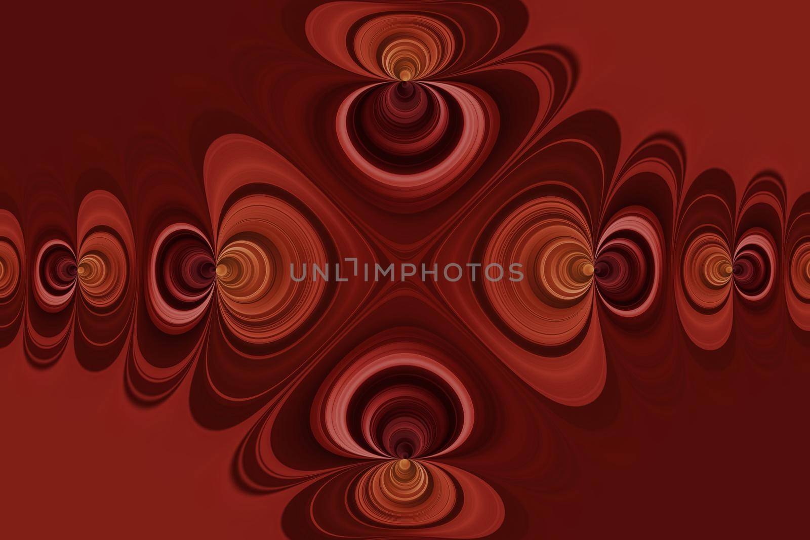 Curved lines in a cross shape, bright abstract background in the red shades, seamless pattern