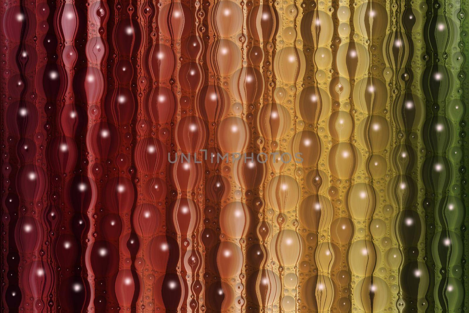 Red, orange, yellow, green vertical lines with water drops, bright abstract background