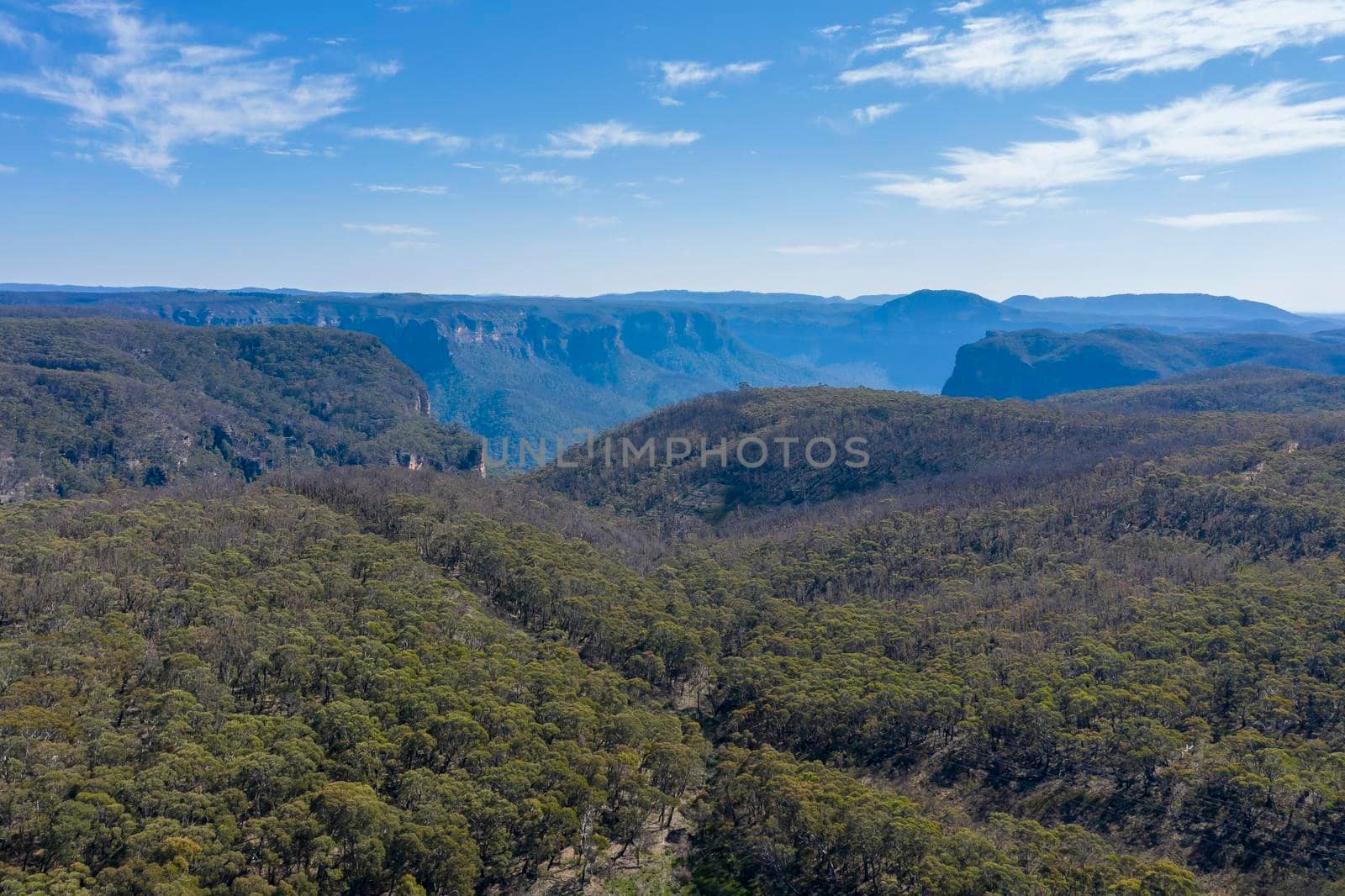 Aerial view of The Grand Canyon in regional New South Wales in Australia by WittkePhotos