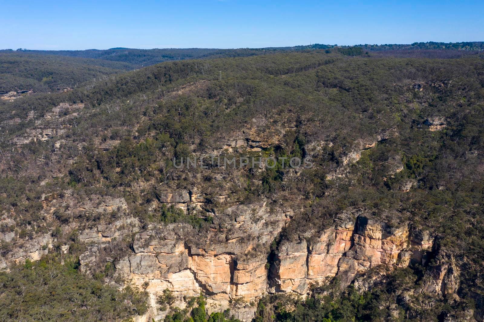 Aerial view of The Grand Canyon in regional New South Wales in Australia by WittkePhotos