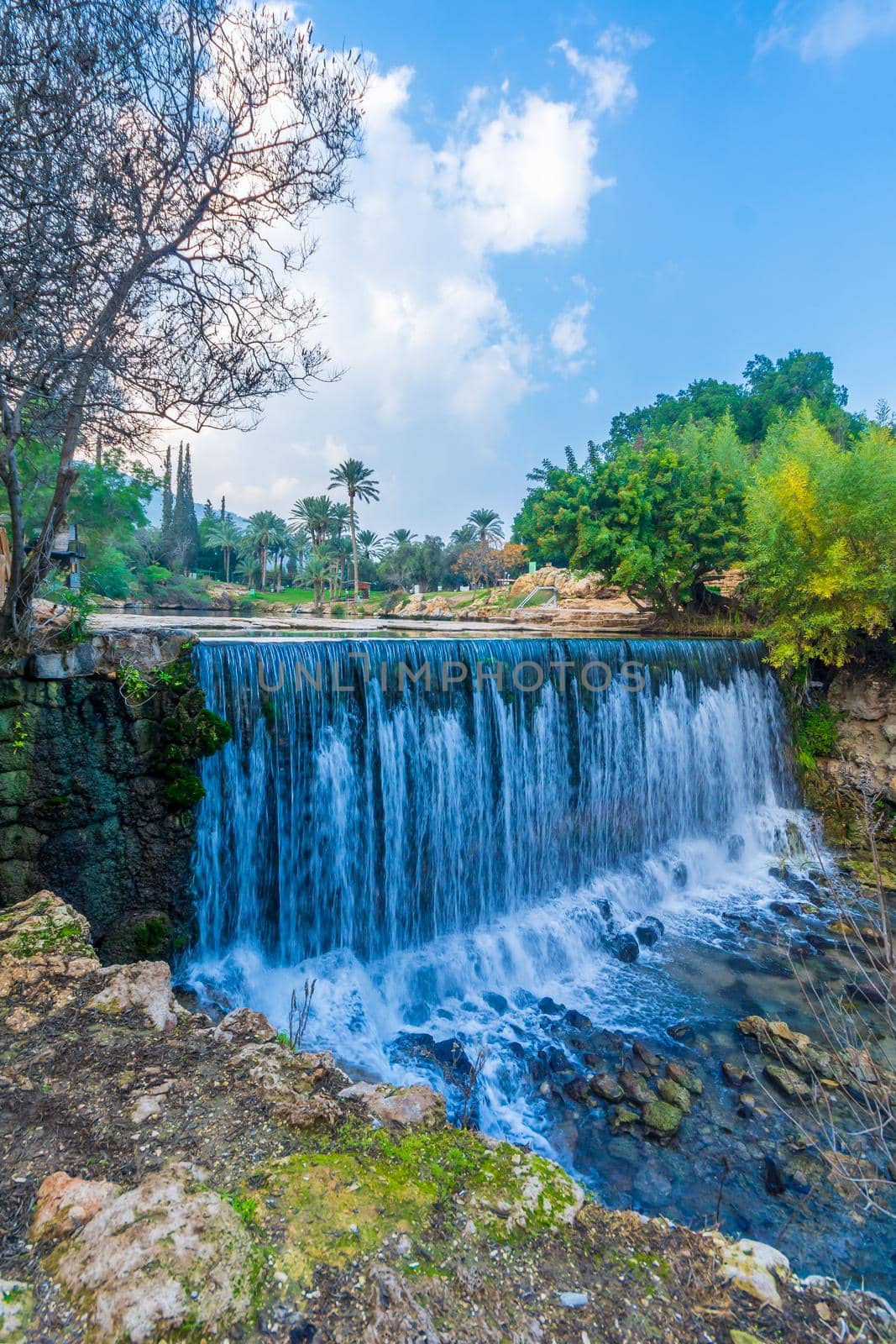 View of a waterfall in Gan HaShlosha National Park (Sakhne), in the Bet Shean Valley, Northern Israel