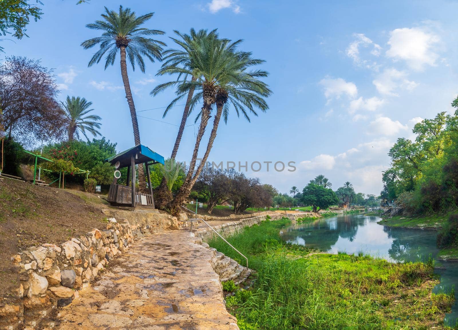 View of natural warm water pool in Gan HaShlosha National Park (Sakhne), in the Bet Shean Valley, Northern Israel