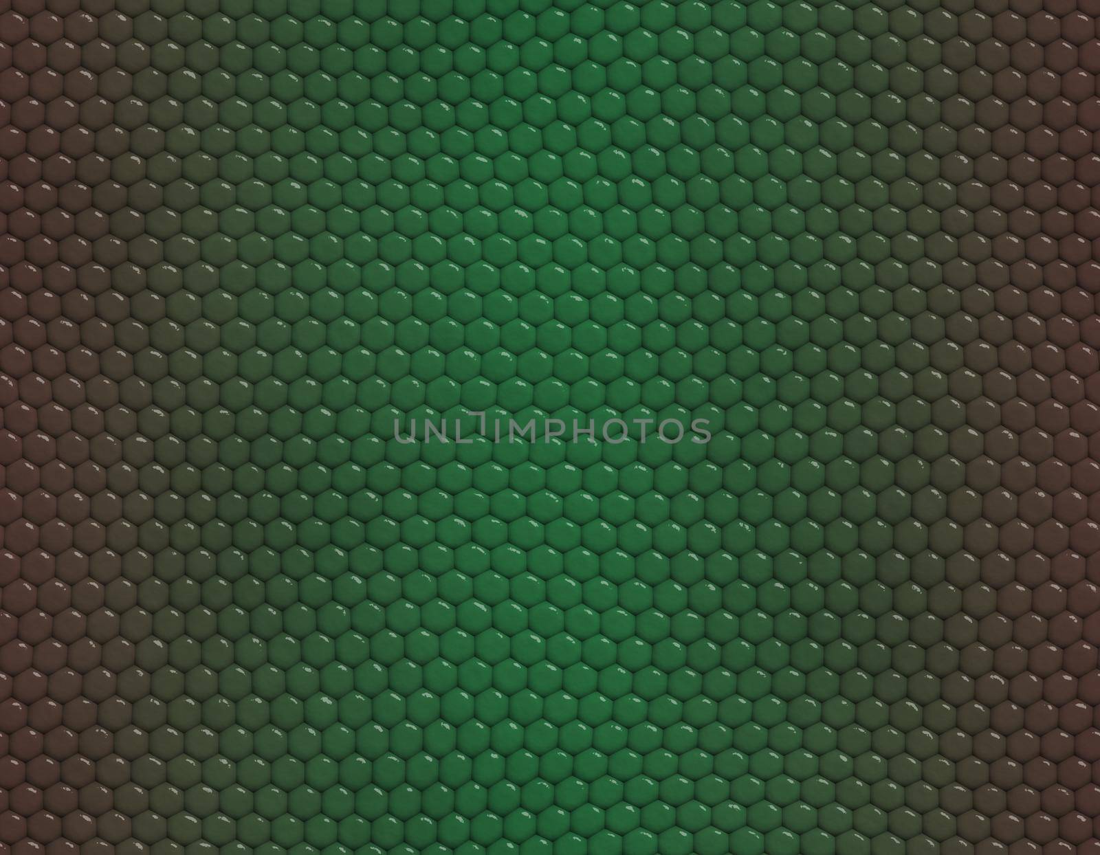 Brown and green gradient snake skin seamless pattern, hexagonal scale
