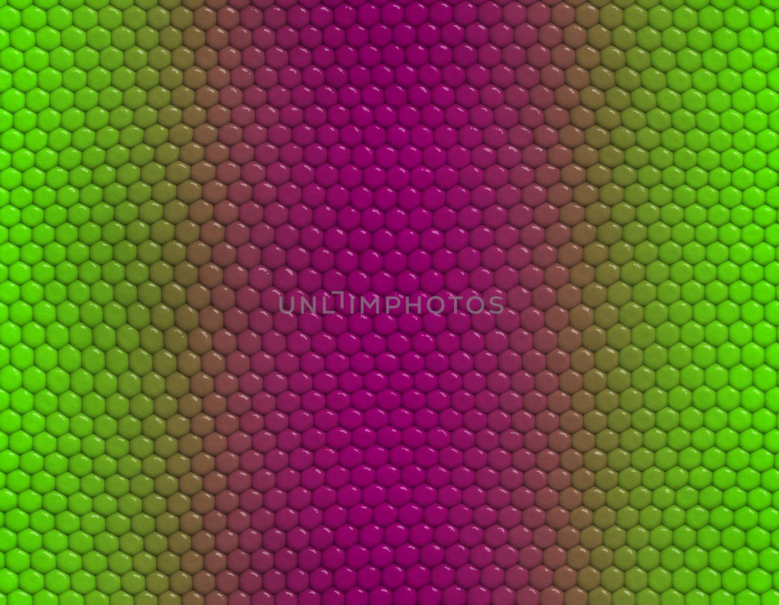 Magenta and green gradient snake skin seamless pattern, hexagonal scale