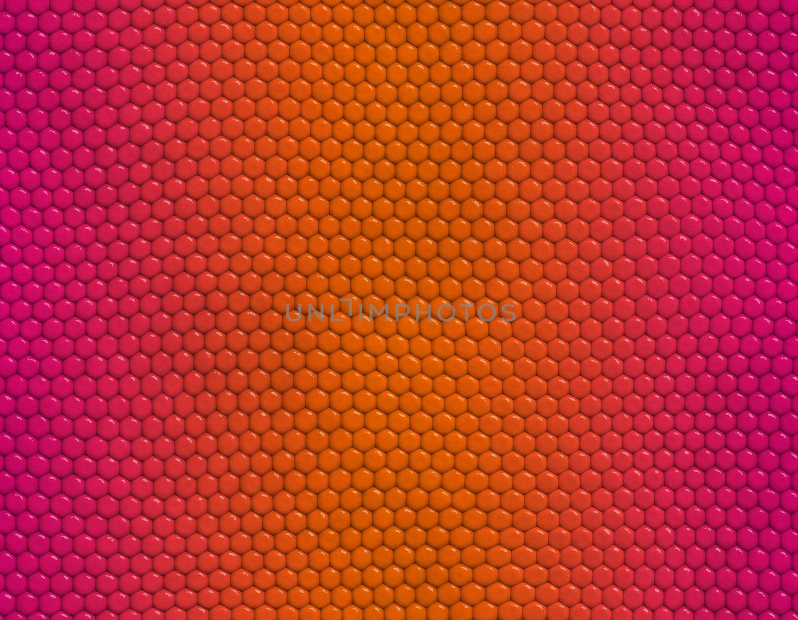 Magenta and orange gradient snake skin seamless pattern, hexagonal scale