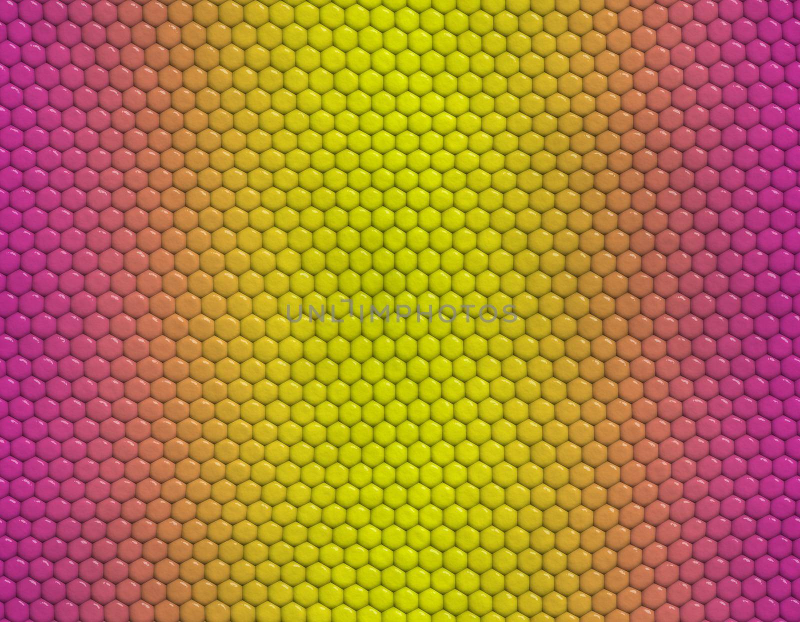 Magenta and yellow gradient snake skin seamless pattern, hexagonal scale