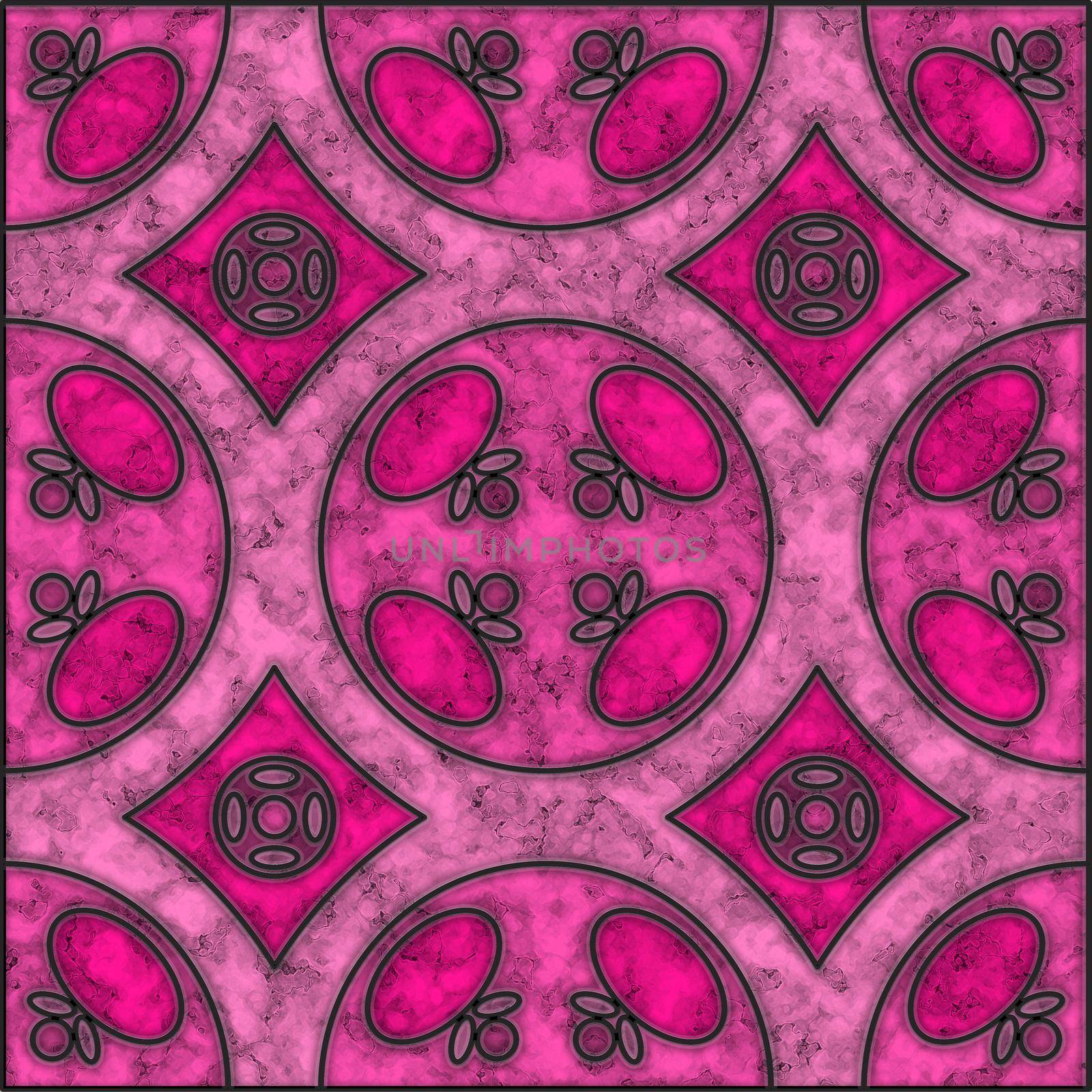 Violet, pink and magenta marble tile with abstract geometric pattern