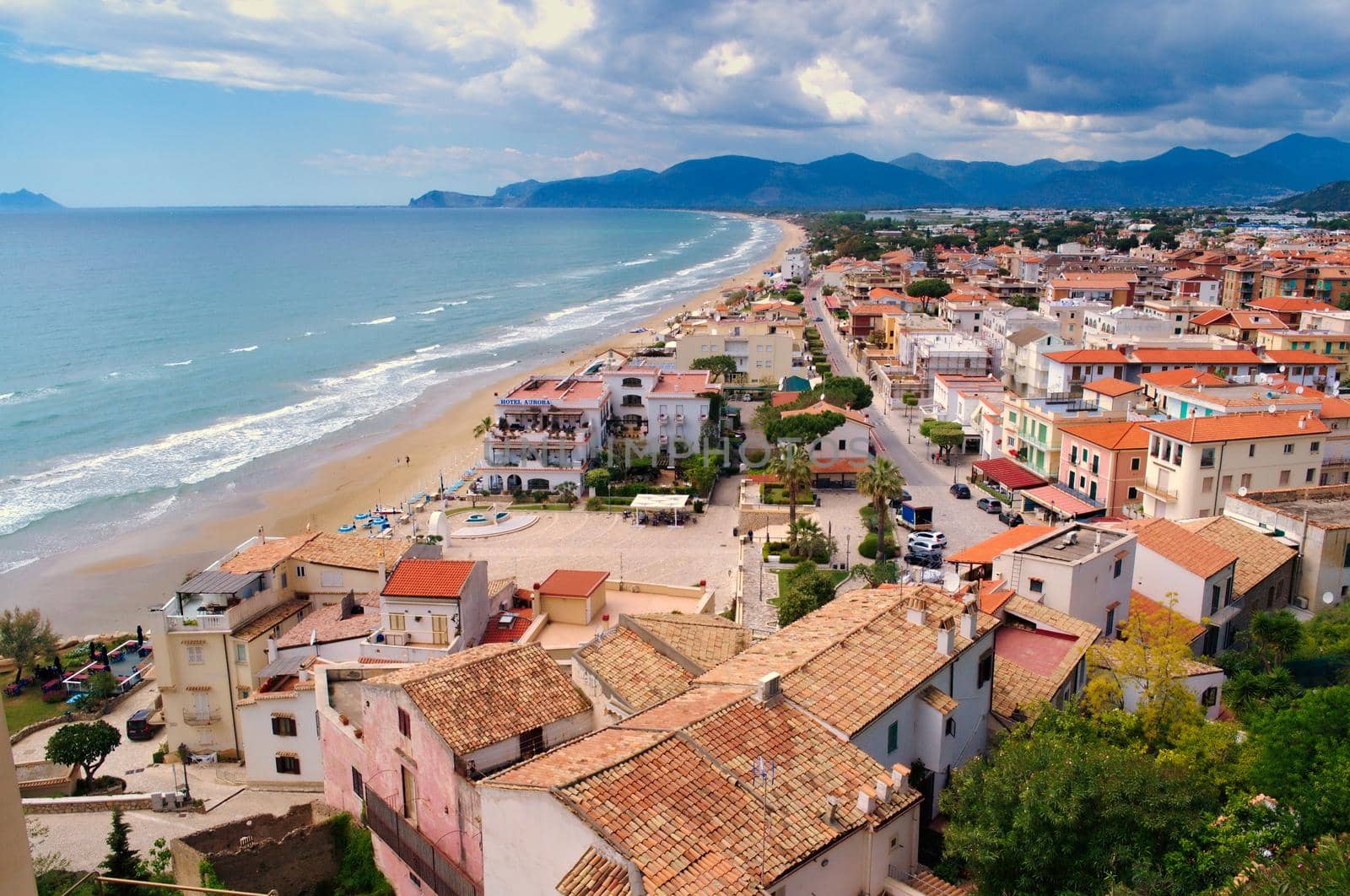 Town of Terracina, Italy. Elevated view of the beach. by hernan_hyper
